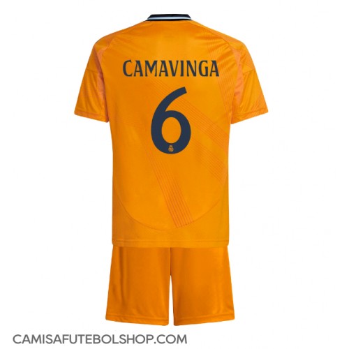 Camisa de time de futebol Real Madrid Eduardo Camavinga #6 Replicas 2º Equipamento Infantil 2024-25 Manga Curta (+ Calças curtas)